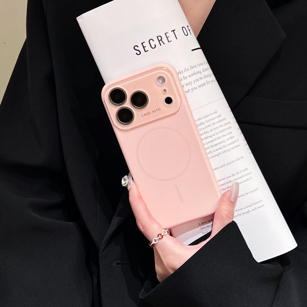 Phone Case - A Premium Minimalist Orange Magnetic Phone Case with Lens Protection, Fingerprint Resistance, And Wireless Charging Support, Designed for The for Iphone 17/16/15/14/13 Pro Max/Plus. This Stylish Business Phone Protector Features Precise