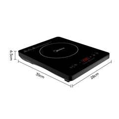 Midea Portable Single Induction Hob – 2000W Ultra-thin Induction Cooker with LED Touch Display, 3 Hour Timer, 8 Power Levels & 5 Cooking Programs Adjustable, Safety Lock - Classical Black