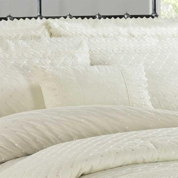 Serenity Stitch Broderie Anglaise Lace Trim | 2 Options Available: 50 X 30Cm Boudoir Cushion & Pair of Pillowcases | Available in 2 Colours | UK Based Brand | Fast Dispatch from UK Fulfillment Centre