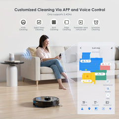 Lubluelu SL60 MAX Robot Vacuum Features a 2.5L Self-Emptying Station, Providing 60 Days of Hands-Free Cleaning. It Boasts a Powerful 4500 Pa Suction, Functions As Both a Vacuum Cleaner And Mop, Includes 24 No-Go Zones