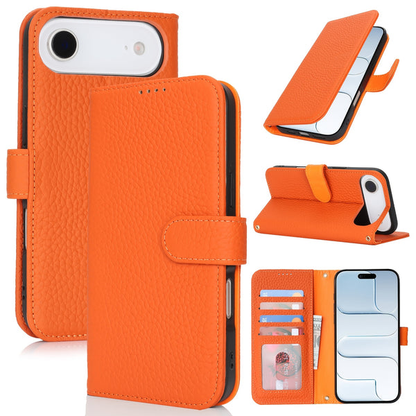 Phone Case: Magnetic Closure Genuine Leather Wallet Case for iPhone 17 Series RFID Blocking 4 Card Slots Premium Protection for 17 Pro Max 17 Air 17 Pro