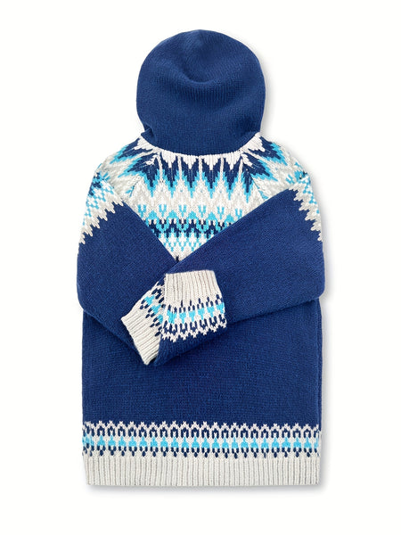 Women's Winter Hooded Jacquard Sweatshirt Style Glacier Snow Mountain Chunky Elegant Fashionable Comfortable Casual Vintage Commuter Soft Slim-Fit Top