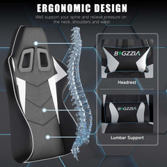 GartistGo Ergonomic Gaming Chair - Gamer Chairs with Lumbar Cushion + Headrest, Height-Adjustable Office & Computer Chair for Adults, Girls, Boys (Without footrest)