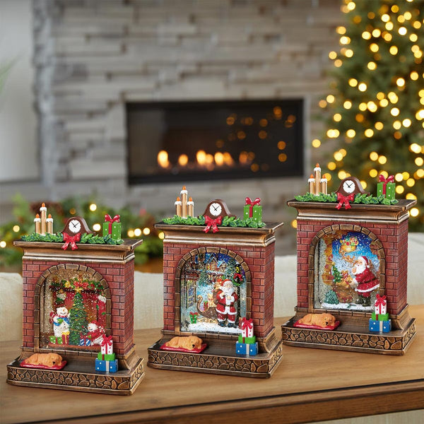 10.3 Inch (26Cm) Fireplace Swirl Glitter Globe with LED Lights Assortment