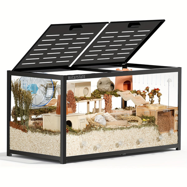 (Free 20L Random Color Paper Bedding)BUCATSTATE 120cm Hamster Cage 3.0 : Spacious Stackable Metal Cage For Dwarf And Syrian Hamsters, Gerbils, And Mice-Easy Top Access And Quick Assembly