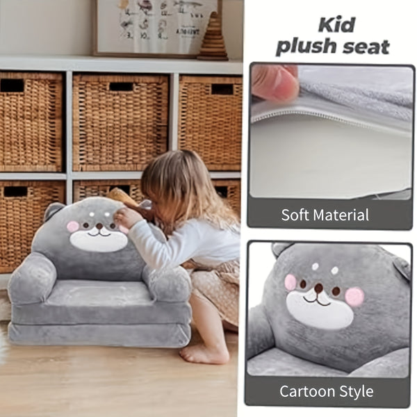 Cozy Kid Folding Sofa, Plush, Washable Lounge Chair for Playroom & Nursery, Foldable Soft Toddler Chair for Reading Relaxing Sleeping