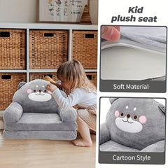 Cozy Kid Folding Sofa, Plush, Washable Lounge Chair for Playroom & Nursery, Foldable Soft Toddler Chair for Reading Relaxing Sleeping
