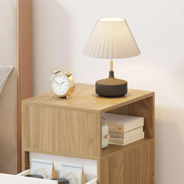 3-Drawer Bedroom Nightstand, 25cm Narrow Side Cabinet, Suitable for Small Spaces such as Bedrooms and Living Rooms, Space-Saving Design with Classic Style, Engineered Wood Top, Manufactured Wood Base, Perfect for Modern Homes, Bedroom Nightstand