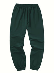 Three-pc Men's Solid Color Plain Elastic Waistband Drawstring Ribbed Cuffed Casual Jogger Pants, Men's Dress Administrative Trousers
