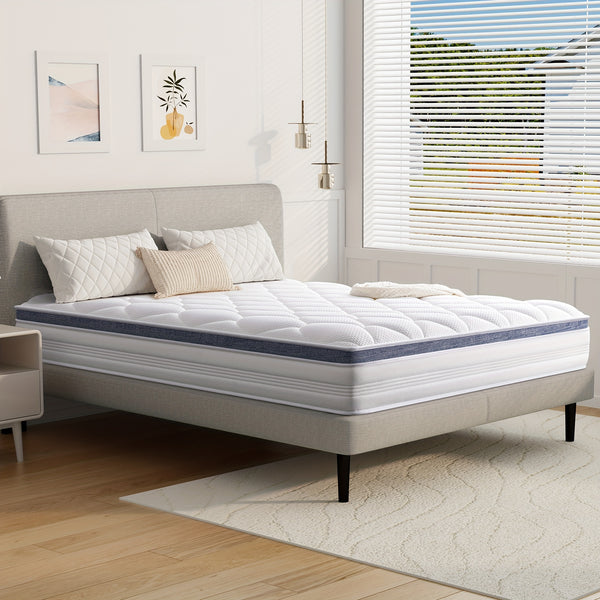 22/25cm Memory Foam Hybrid Mattress, Silent Innerspring & Pocket Springs for Cool-Sleep Comfort, Single,  Double, Double Sizes, Mattress In A Box