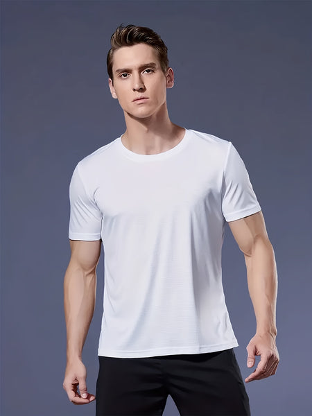 20pcs Black-White-Army-Green-Tan Red-Black-Card-Gray-Red-Black-White-Tan-Card-Army-White-Gray-Tan-Red-Army Mixed Color, Ultra-Light Men's Crew Neck T-Shirt - Quick-Drying, Breathable, Sweat-Wicking Shirt, Suitable for Fitness, Gym, and Running