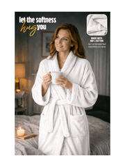 Women'S Cotton Bathrobe – Super Soft & Absorbent Spa and Loungewear Robe with Belt & Pockets Plain Elegant