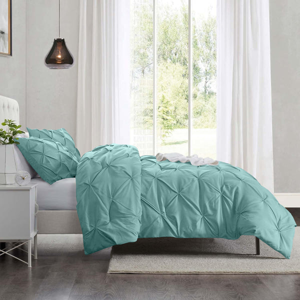 3pcs Pintuck Duvet Cover Set – Reversible Pinch Pleat Design with Pillowcases, Soft & Breathable Microfiber, Button Closure & Corner Ties, Machine Washable, Perfect for Bedroom or Guest Room – All Season