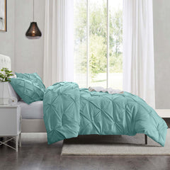 3pcs Pintuck Duvet Cover Set – Reversible Pinch Pleat Design with Pillowcases, Soft & Breathable Microfiber, Button Closure & Corner Ties, Machine Washable, Perfect for Bedroom or Guest Room – All Season