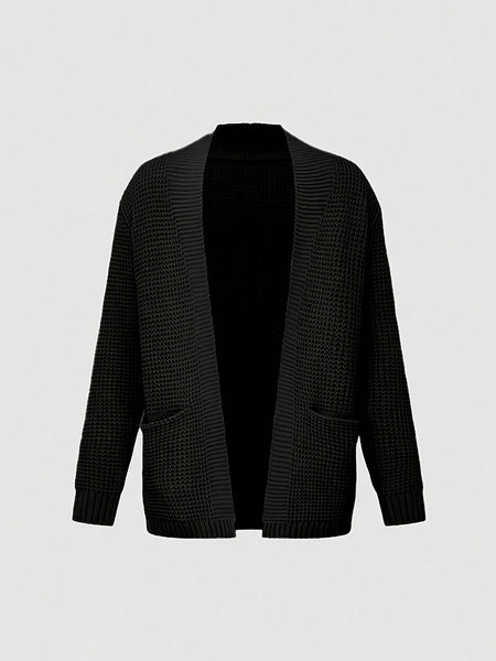 Men'S Casual Long-Sleeved Knitted Cardigan with Pockets in Autumn And Winter New Solid Color Style