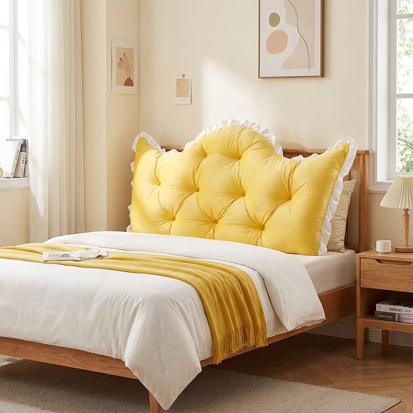 Large Ultra-Soft Comfortable Plush Backrest Pillow, Princess Style Reading Cushion, Neck and Back Support, Luxurious Fashionable Home Style Multifunctional Lace Ruffled Headboard Cushions, Suitable for Bedroom, Living Room, Dorm, Sofa Home Decor, Machine