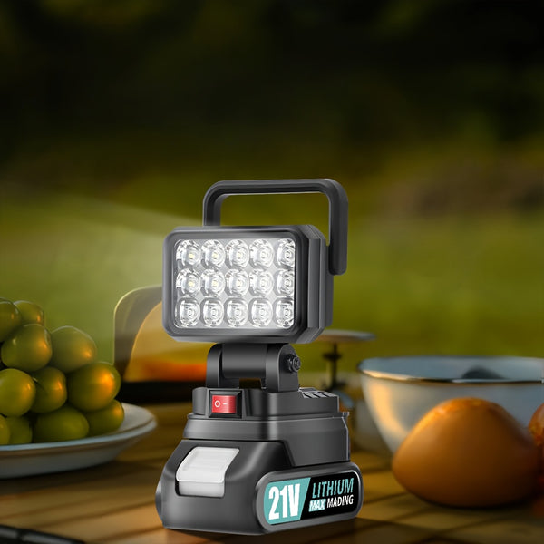 21V Portable LED Work Light, Outdoor Flashlight, Spotlight, Work Light, On-site Lighting, Workplace Lighting, with One Battery, Outdoor Construction Site Lighting, Christmas Gift,