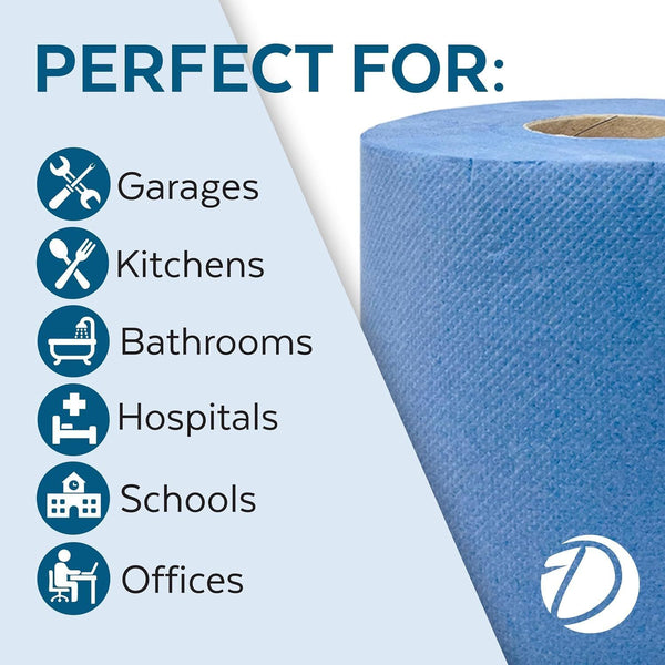 6 x Centrefeed Blue Rolls | 2 Ply Embossed Paper Towels | Strong & Absorbent | UK Supplier | Perfect for Commercial & Kitchen Use Cleaning