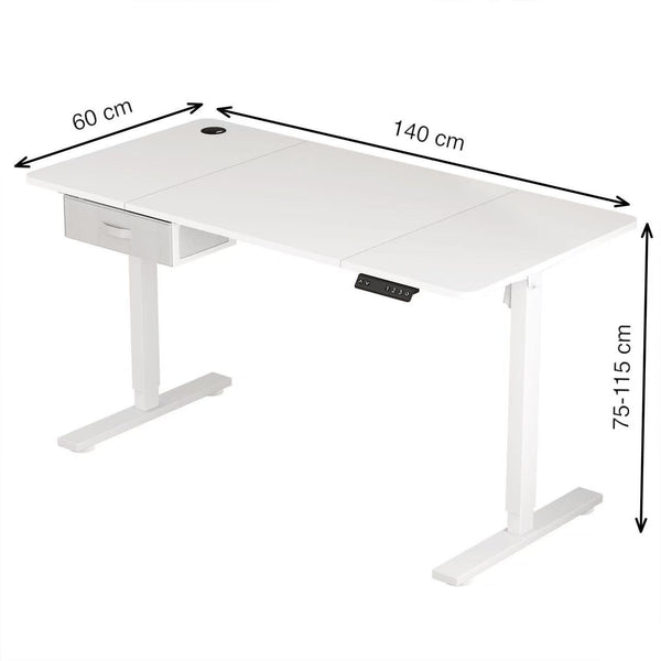 Electric Standing Desk, Sit Stand Table, Height Adjustable Electric Standing Computer Desk with USB Charging Port and Desk Drawer for Home Office