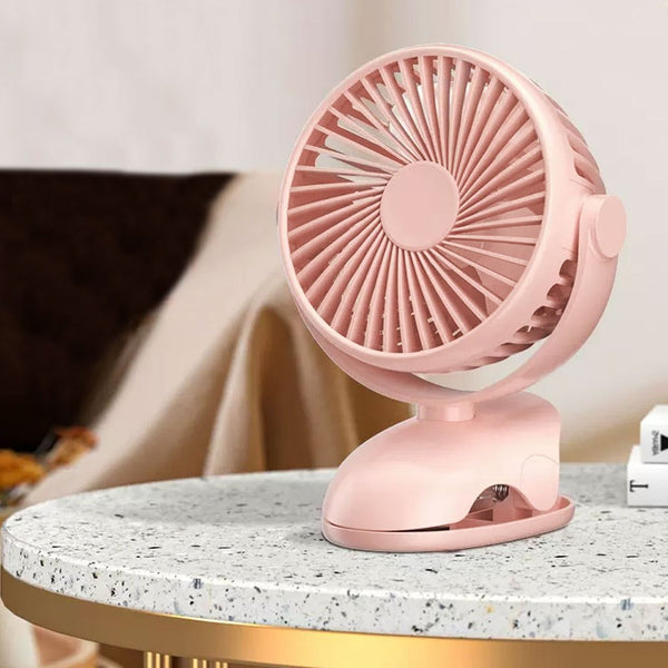 Mini USB Rechargeable Clip Fan, 4-Speed Quiet Fan, 360° Adjustable Fan, Pink Portable Fan, Removable & Cleanable, Clip-On Design Fan, 19.5x13x13cm