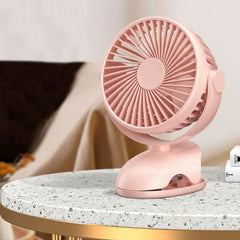 Mini USB Rechargeable Clip Fan, 4-Speed Quiet Fan, 360° Adjustable Fan, Pink Portable Fan, Removable & Cleanable, Clip-On Design Fan, 19.5x13x13cm