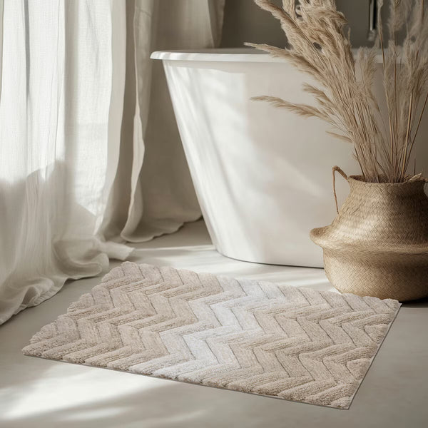 Riviera Home Chevron Grey Ombre Bath Mat, 55 X 91 Cm