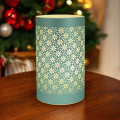 LED Table Lamps Battery Operated Cordless Desk Lights | Blue Green or Pink Flower Petal Design