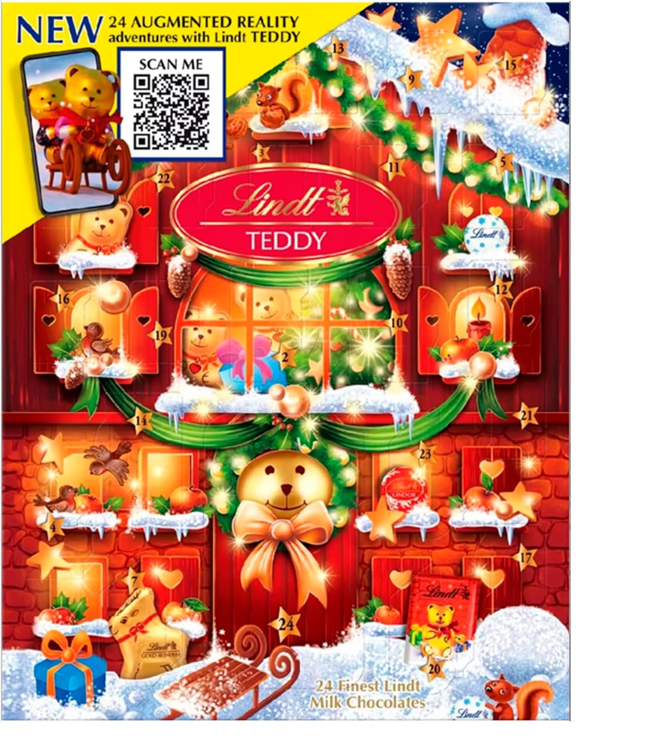 Lindt Teddy Milk Chocolate AR Advent Calendar 2025 – Large 250G – 24 Bear & Friends Chocolates – Festive Gift for Him & Her