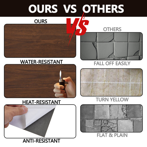 36pcs Self Adhesive Vinyl Flooring, 15X30cm Wood & & Stone Grain Effect Peel and Stick Floor Tiles, Waterproof Flooring Stickers for Home Office Bedroom Kitchen Living Room