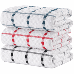 Tea Towels Extra Large, 100% Cotton Towels For Kitchen Soft & Absorbent Dish & Bar Towels Lint Free Cleaning Towels Set Available in Multicolors Local Warehouse UK