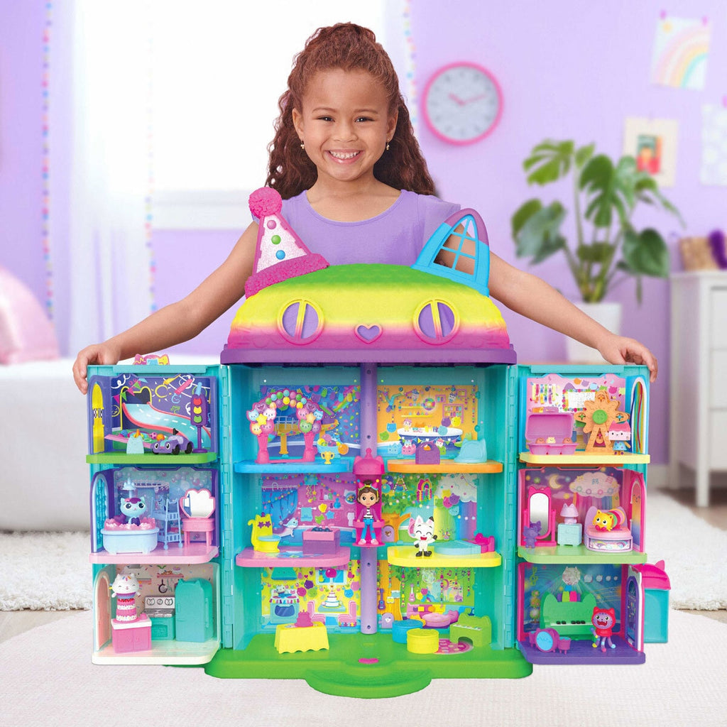 Gabby’s Dollhouse Rainbow-Themed Celebration Doll House + 6 Deluxe Rooms (3+ Years)