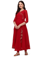 Estationeryhouse Women's Georgette Anarkali Kurta Kurti with Dupatta (Bottoms not Included)