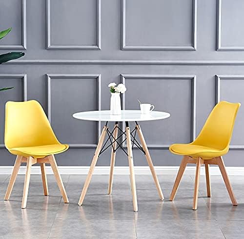 mcc direct Set of 2 Dining Chairs Wooden Legs Soft Cushion Pad Stylish DELUXE Retro Lounge Dining Office EVA