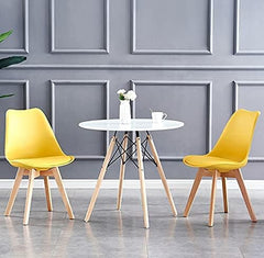 mcc direct Set of 2 Dining Chairs Wooden Legs Soft Cushion Pad Stylish DELUXE Retro Lounge Dining Office EVA