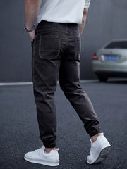 New Men's Washed Jeans for Spring and Autumn, Fashionable Ankle Pants, Comfortable Casual Trousers