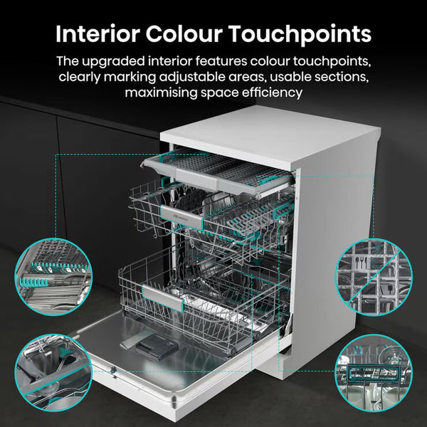 Hisense HS673A90WUK, 16 Place Settings Dishwasher, a Rated in White