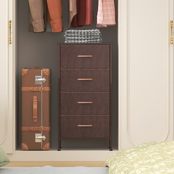 4-Drawer Chest Of Drawers with Metal Frame & MDF Wooden Top, Adjustable Feet, Anti-Tip Safety, Spacious Storage Unit for Bedroom Or Living Room (45x30x91cm/ 17.7x11.8x35.8inch)