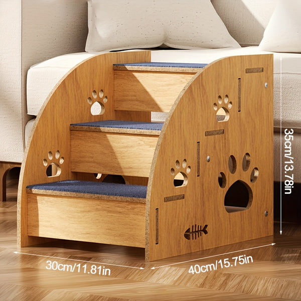Sturdy Wooden Pet Stairs with Soft Steps - Non-Slip Dog ladder, Portable pet staircase with, for Small, Medium, Large Dogs - Ideal for Beds, Couches, Crate - Easy to Clean & Space-Saving Design for Home or Travel