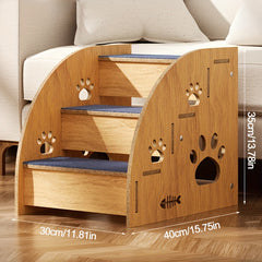 Sturdy Wooden Pet Stairs with Soft Steps - Non-Slip Dog ladder, Portable pet staircase with, for Small, Medium, Large Dogs - Ideal for Beds, Couches, Crate - Easy to Clean & Space-Saving Design for Home or Travel
