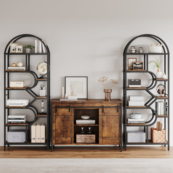 Arched Bookshelf, 9-Tier Metal Open Bookcase, Bookcase Display Racks, Modern Book Shelf for Living Room, Bedroom, Office, Geometric Display Shelf