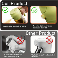 2pcs Kitchen Glass Olive Oil Dispenser Bottle, 2-in-1 Oil Bottle and Cooking Sprayer, 16oz Premium Dark Green Glass Oil Bottle, Oil Sprayer for Cooking, Oil Dispenser for Kitchen with 6pcs Stickers, The Perfect Cooking Gadget for BBQ, RVs, and Salad