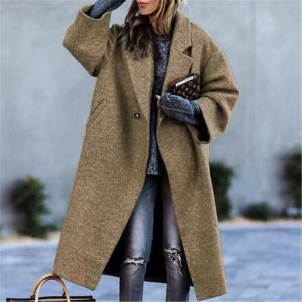 Women'S Elegant Long Winter Coat with Plush Collar - Solid Color Warm Winter Coat, Soft Faux-Fur Trim, Structured Fit & Smooth Texture, Cozy Outerwear for Fall and Winter 2025, Casual to Formal Outfits (, Brown, Grey, Navy