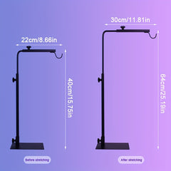 Adjustable Reptile Light Stand for Tortoises, Lizards & Amphibians - Durable Iron Heat Lamp Holder with Hook, 22-30cm Width & 40-64cm Height, Black, Terrarium Lighting | Insectivore Lighting | Sturdy Lamp Support, Reptile Accessories