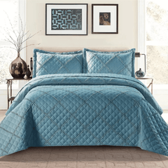 Embossed Ruffle Quilted Bedspread Bed Throw Single Double King size bedding set