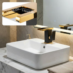 RV Bathroom Faucet, Stainless Steel Basin Faucet, Waterfall Faucet, Black And Golden Bathroom Faucet with a Copper Core