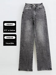[Petite]KatchMe Women'S Wide Leg Jeans - Mid Rise Relaxed Fit Denim Pants, Soft Stretch Comfortable Trousers for Fall & Winter, Streetwear Casual Bottoms