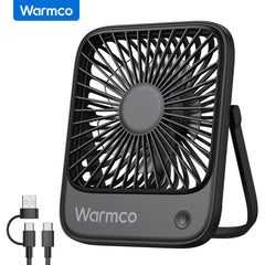 Warmco Quiet Mini USB Desk Fan - USB-Powered Portable Cooling Fan with Strong Wind, 3-Speed Adjustable Speeds & 180° Rotation, Compact Suitable for Home Office Desk, USB-Powered for PC, Laptop, Bedside, Small Room Cooling Device
