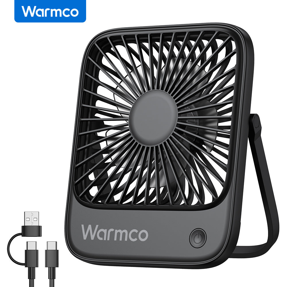 Warmco Quiet Mini USB Desk Fan - USB-Powered Portable Cooling Fan with Strong Wind, 3-Speed Adjustable Speeds & 180° Rotation, Compact Suitable for Home Office Desk, USB-Powered for PC, Laptop, Bedside, Small Room Cooling Device