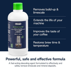 De'Longhi Ecodecalk Descaler DLSC500, 5 Decalcification Doses, Coffee Machine Descaler, Coffee Machine Maintenance Accessory, Plant-Based Ingredients, Bottle with 5 Doses, 500Ml