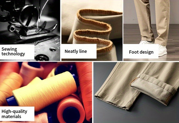 Men's Bedford Classic Fit Stretch Khaki Dress Pants, Casual Trousers, Suitable for Business Occasions, Daily Wear, and Outings in Spring and Autumn
